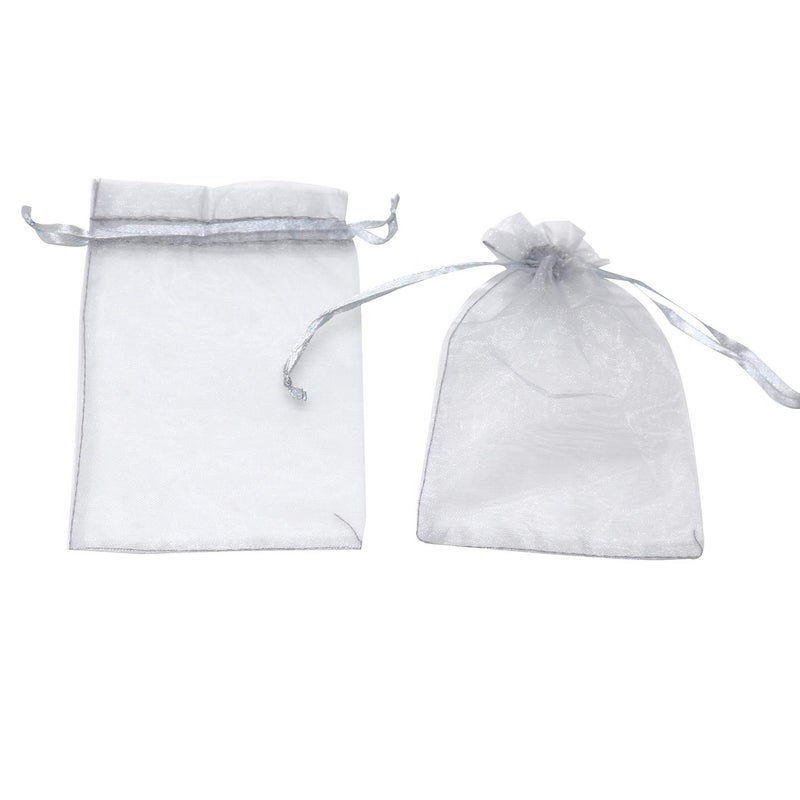 Bezall 100Pcs Organza Bags 3x4 Inches, Small Sheer Wedding Favor Bags with Drawstring, Jewelry Pouches Party Festival Gift Candy Bags (Gray) - Image 3